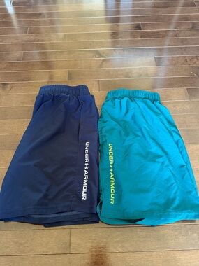 Under Armour Kids Athletic Shorts - Teal & navy.